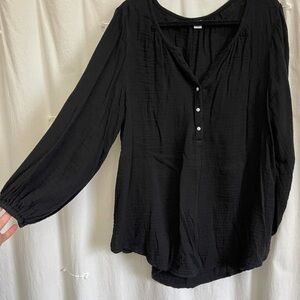 Old Navy Black Relaxed Polo Blouse